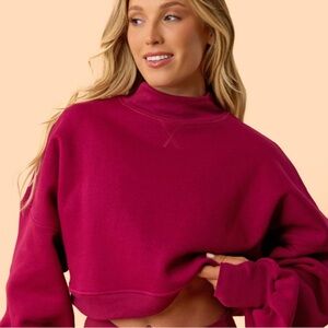 Blogilates Women's Marshmallow Mockneck
Sweatshirt - Burgundy